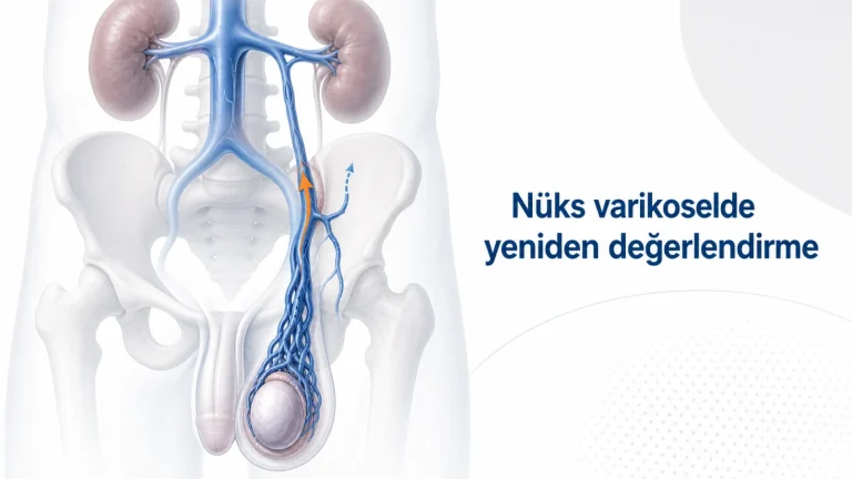 Nüks varikoselde venöz reflü ve yan damar yolunu gösteren anatomik illüstrasyon