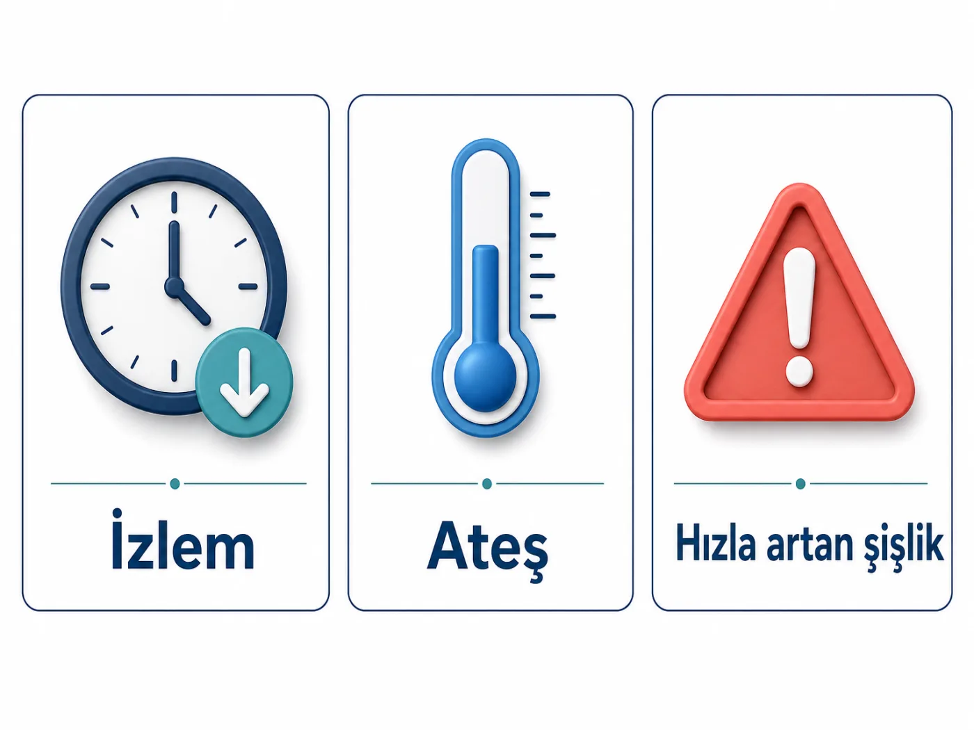 İzlem, ateş ve hızla artan şişliği gösteren bilgi görseli