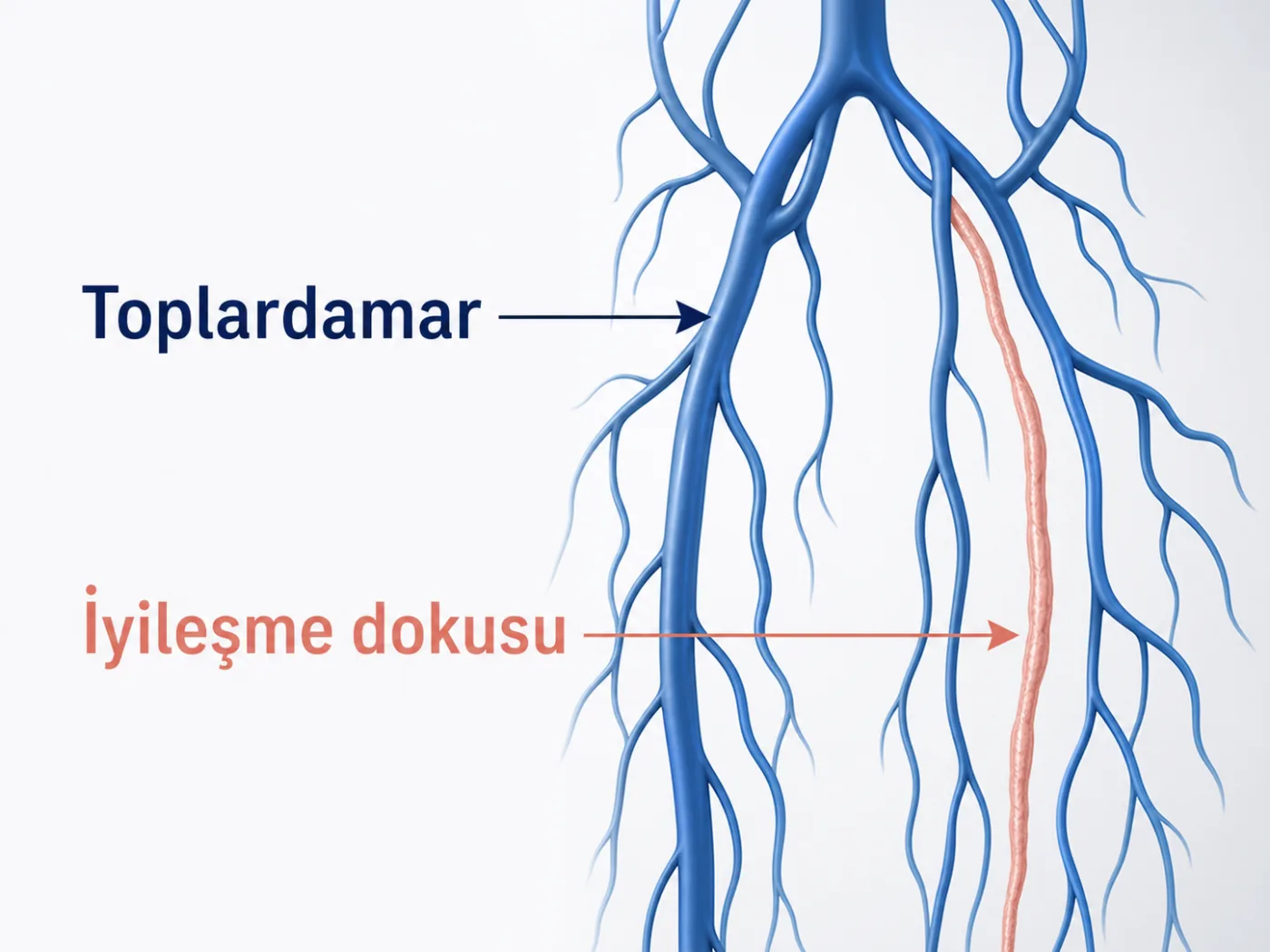 Toplardamar ile iyileşme dokusunu gösteren şematik görsel